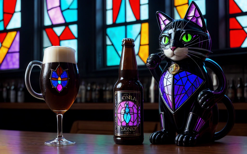 Black cat with stout beer