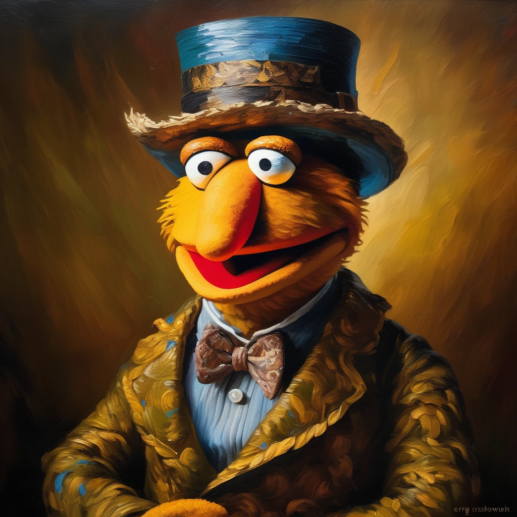 Oil painting of a muppet