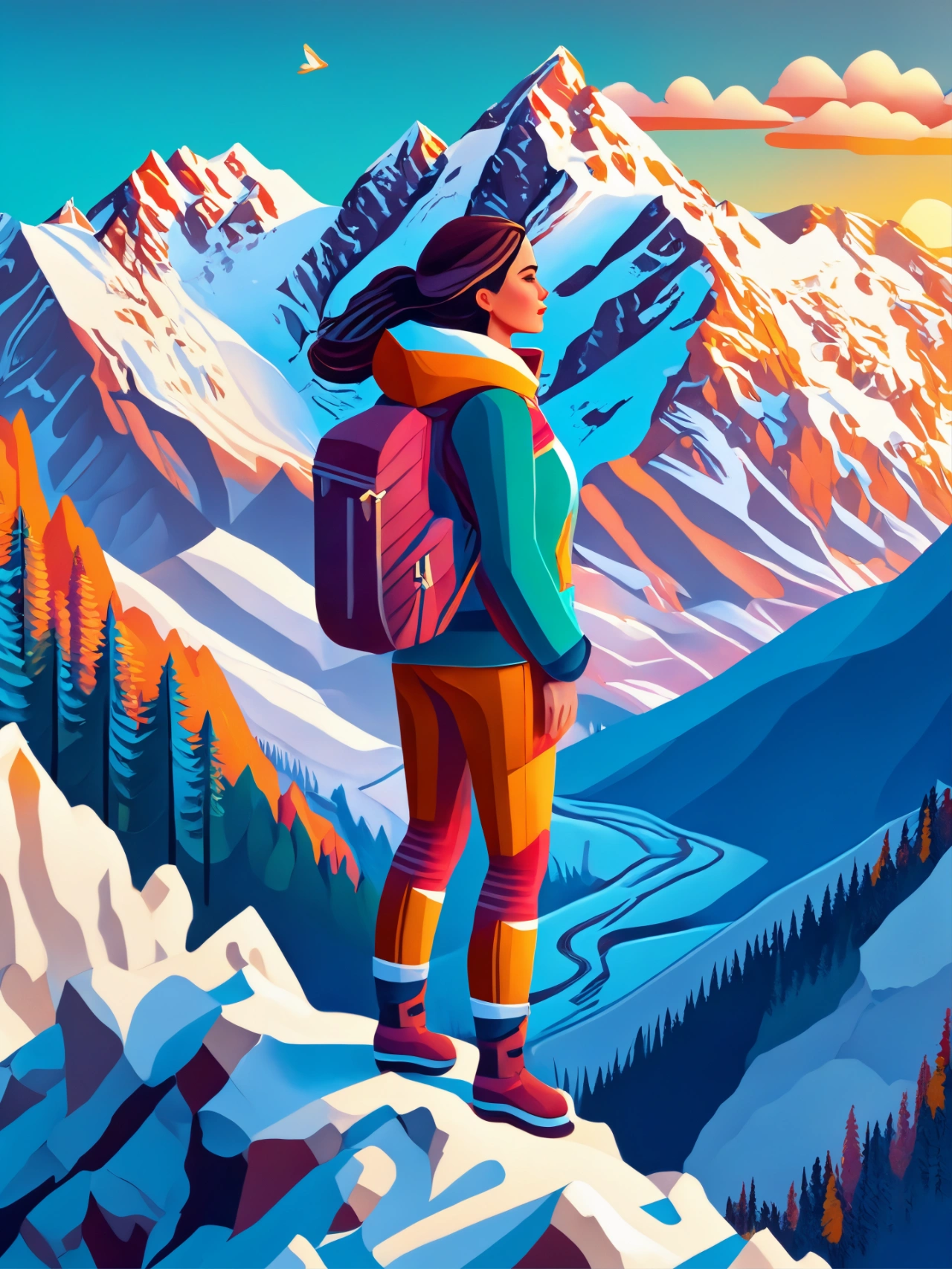 Isometric style woman in the mountains (SDXL) 4K