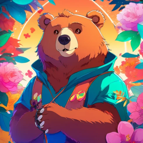 colorful anime bear