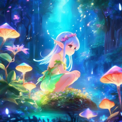 Fairy in the mushroom forest